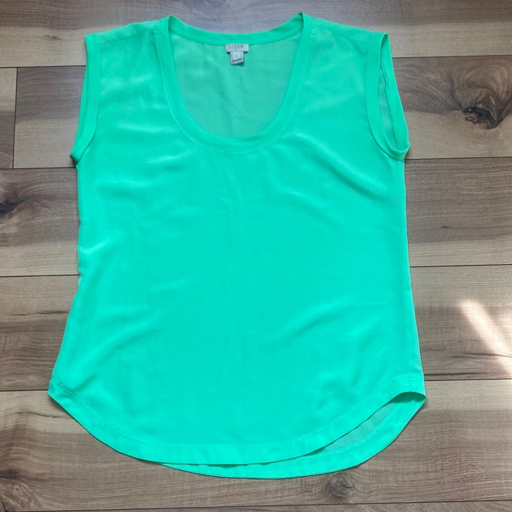 J Crew neon green scoop neck blouse. Size 2.